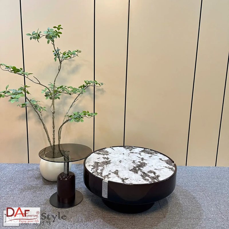 Bàn trà tròn đôi - Bàn trà tròn đôi là gì: bộ hai bàn lệch cỡ, dùng tách hoặc gộp