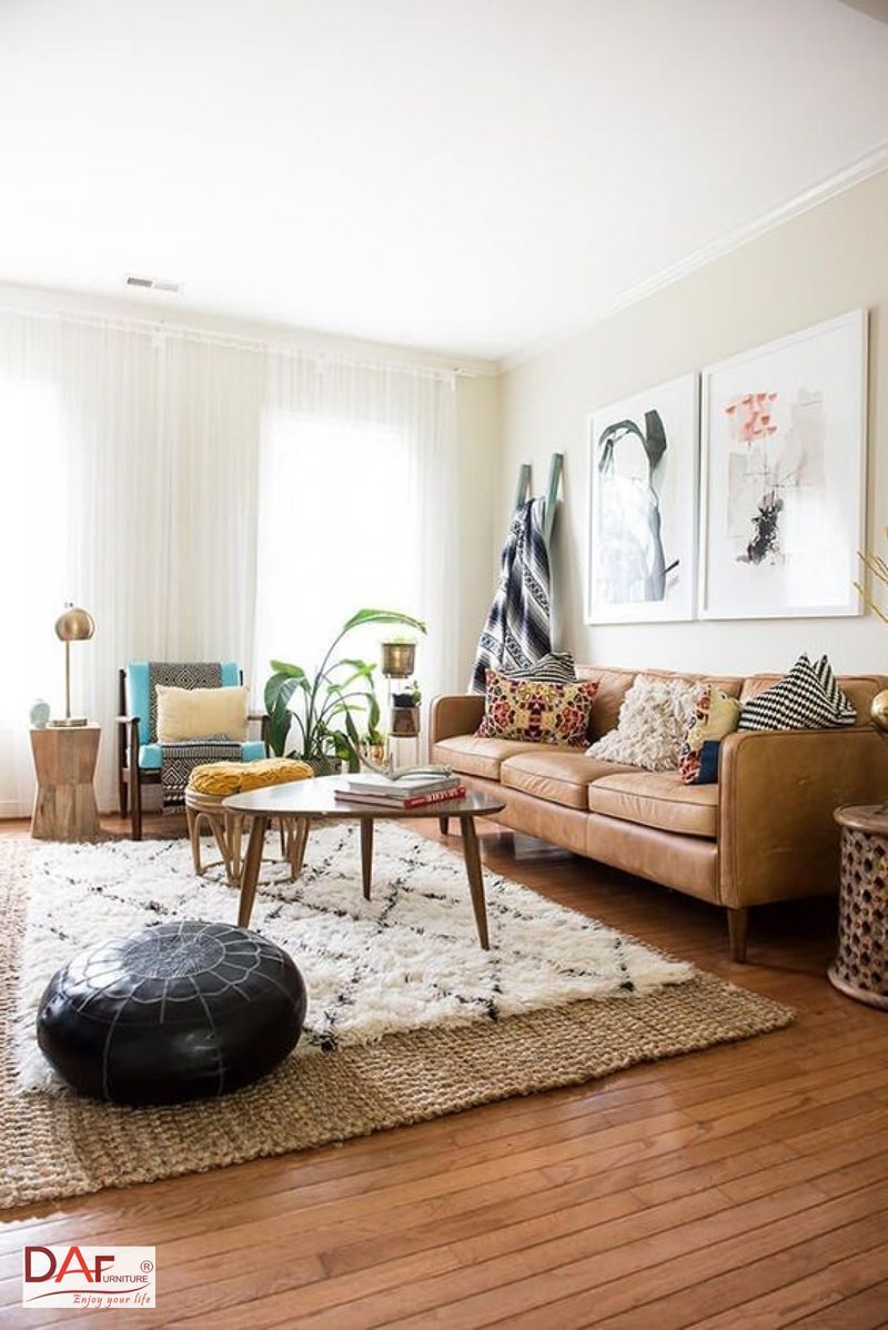 Cách phối màu sofa với phòng khách - Bảng gợi ý phối màu sofa theo màu sàn
