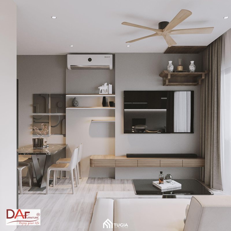 Decor phòng khách chung cư - Không khoan cắt tuỳ ý Decor phòng khách chung cư - Không khoan cắt tuỳ ý