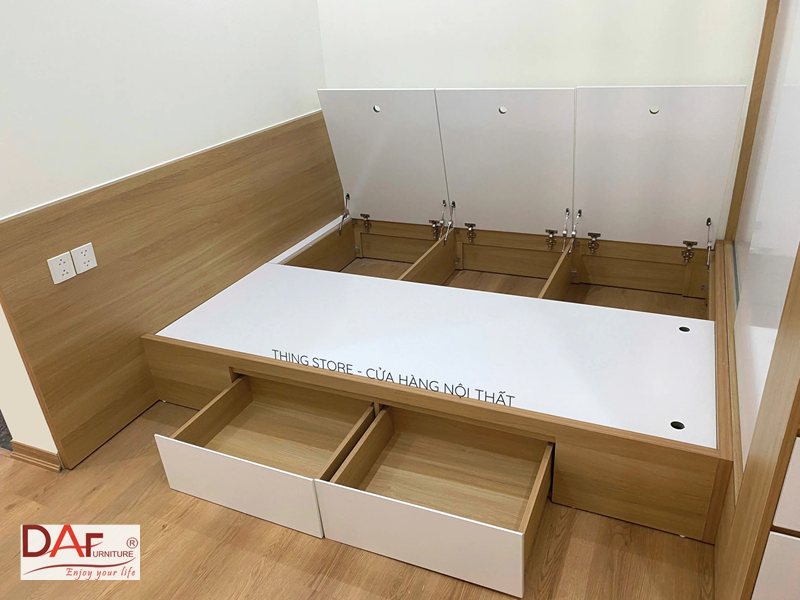 Giường có ngăn kéo chứa đồ - Giường có ngăn kéo chứa đồ giải quyết bài toán gì trong nhà nhỏ