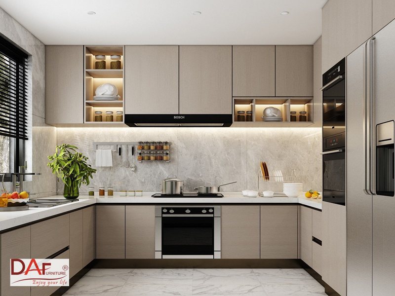 Tủ bếp acrylic hay melamine - Tủ bếp acrylic hay melamine: đây là so sánh bề mặt, không phải lõi gỗ